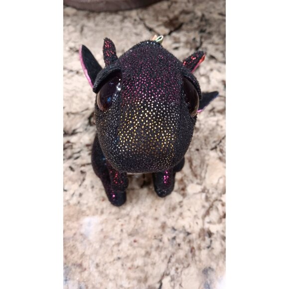 TY Dragon Anora Black Plush Stuffed Animal Cute Sparkly Rainbow Collectable - Picture 6 of 13